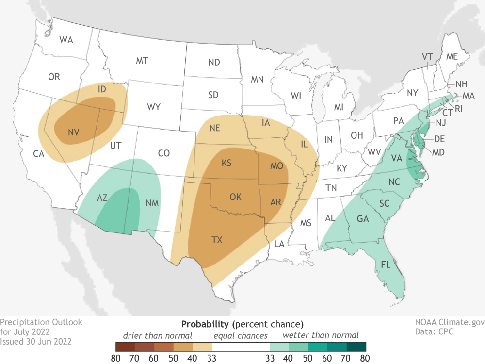 2022 July precipitation outlook map