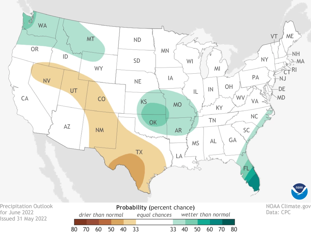 2022 June precipitation outlook map