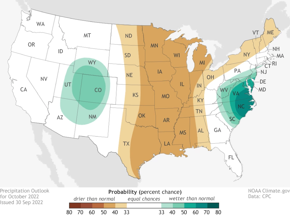 2022 October precipitation outlook map