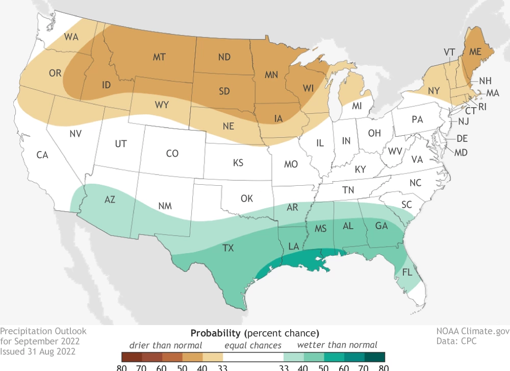 2022 September temperature outlook map