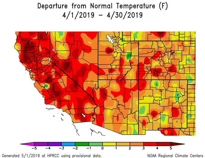 2019 April temperature map