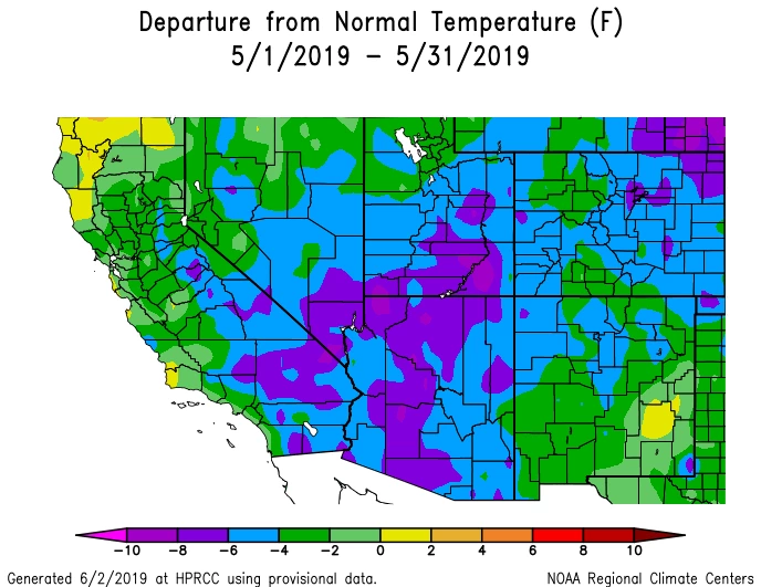 2019 May temperature map