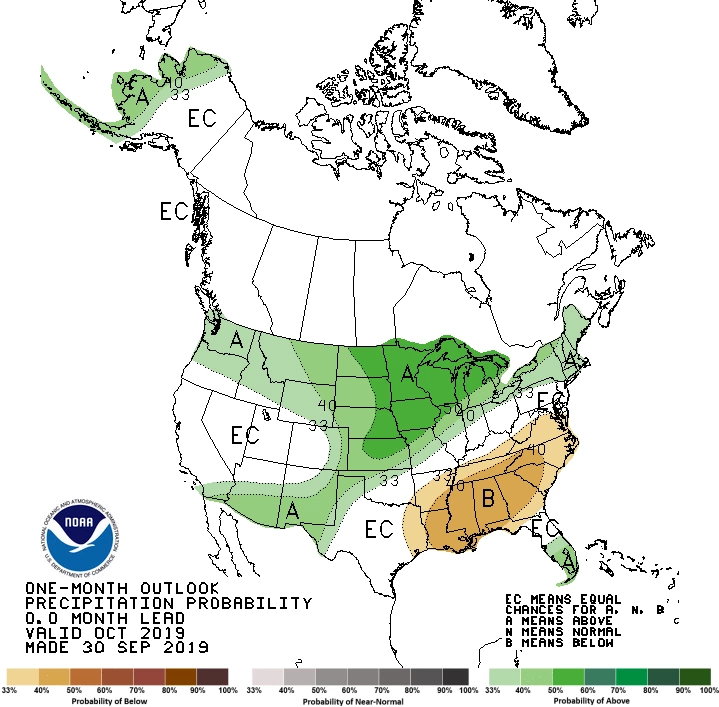 2019 October precipitation outlook map