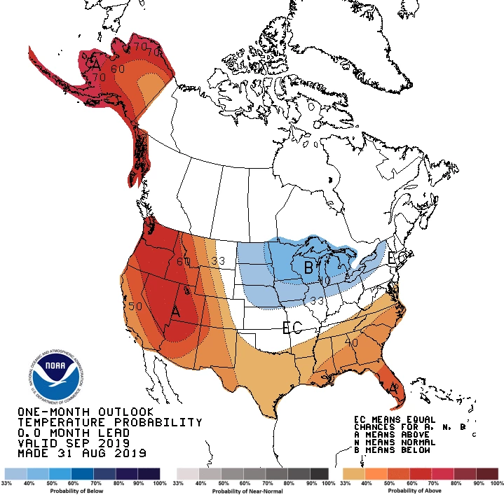 2019 September temperature outlook map