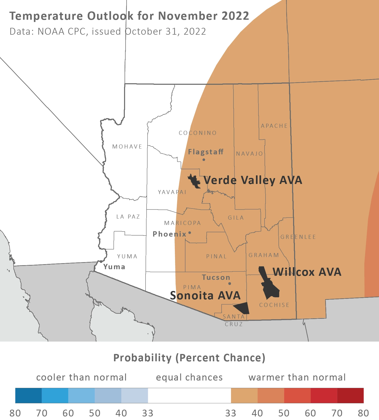 2022 November temperature outlook map