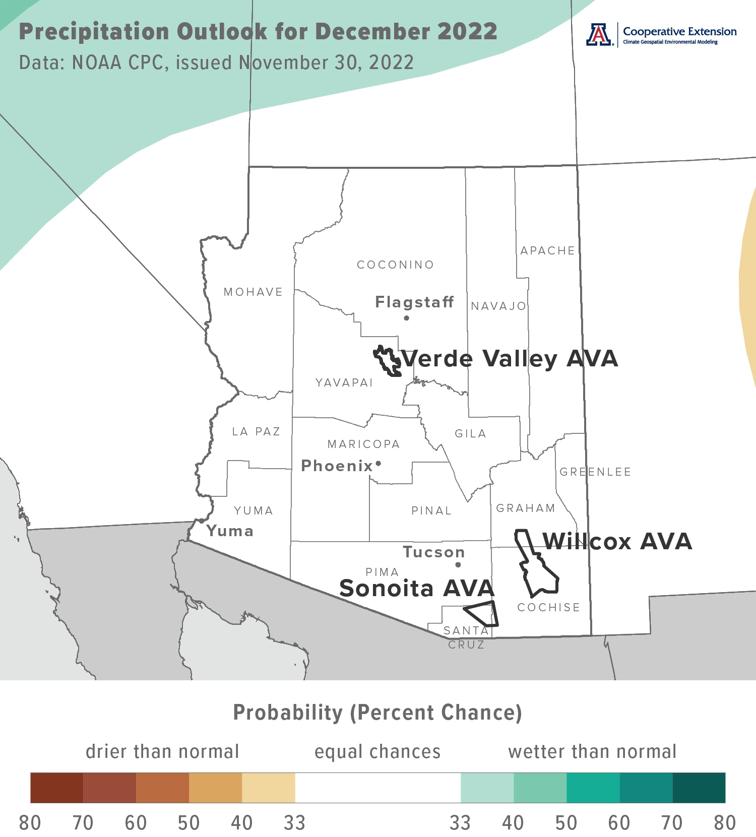 December 2022 temperature outlook map