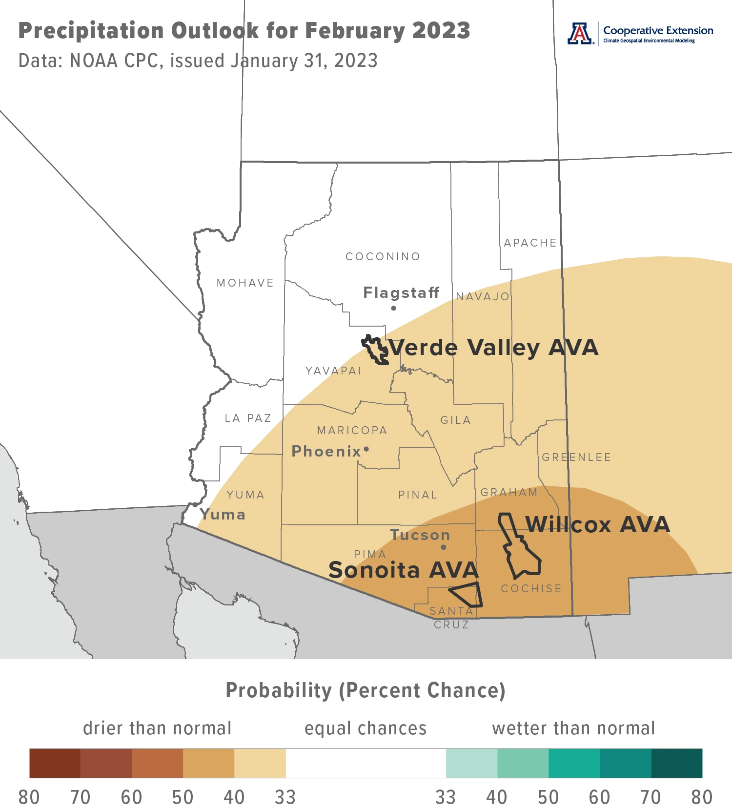 February 2023 precipitation outlook map