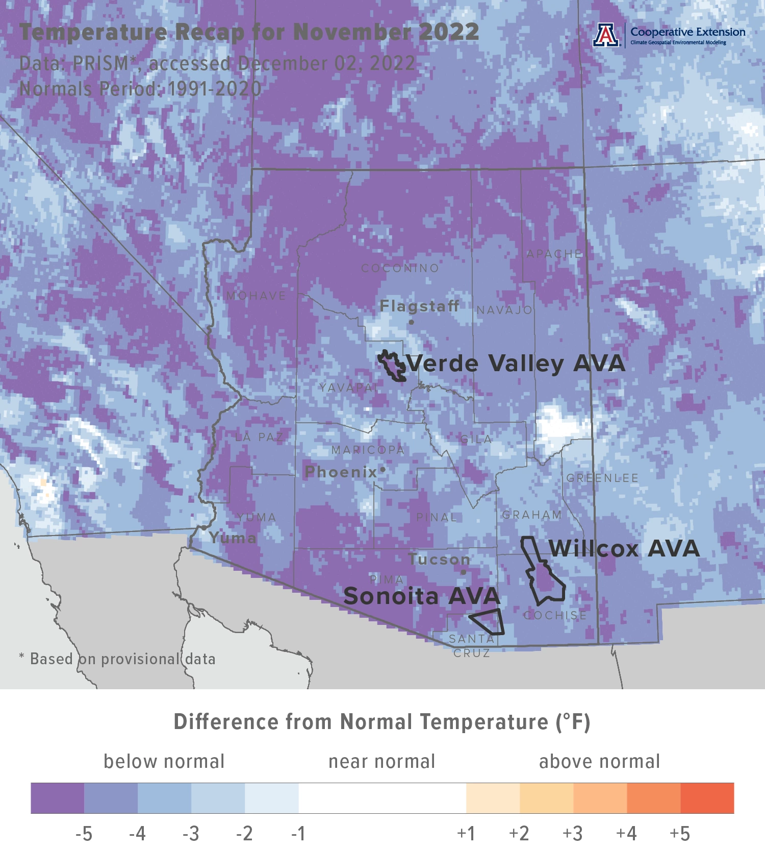 November 2022 temperature map