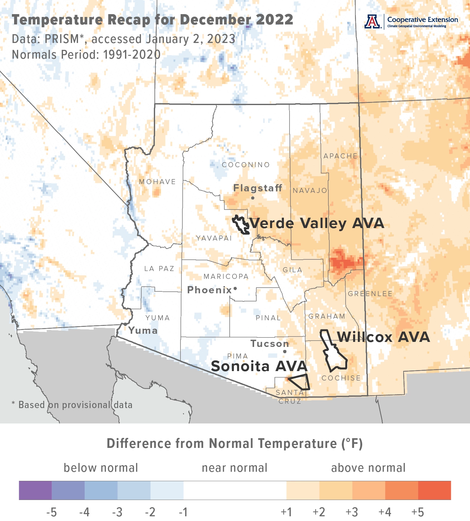 December 2022 temperature map