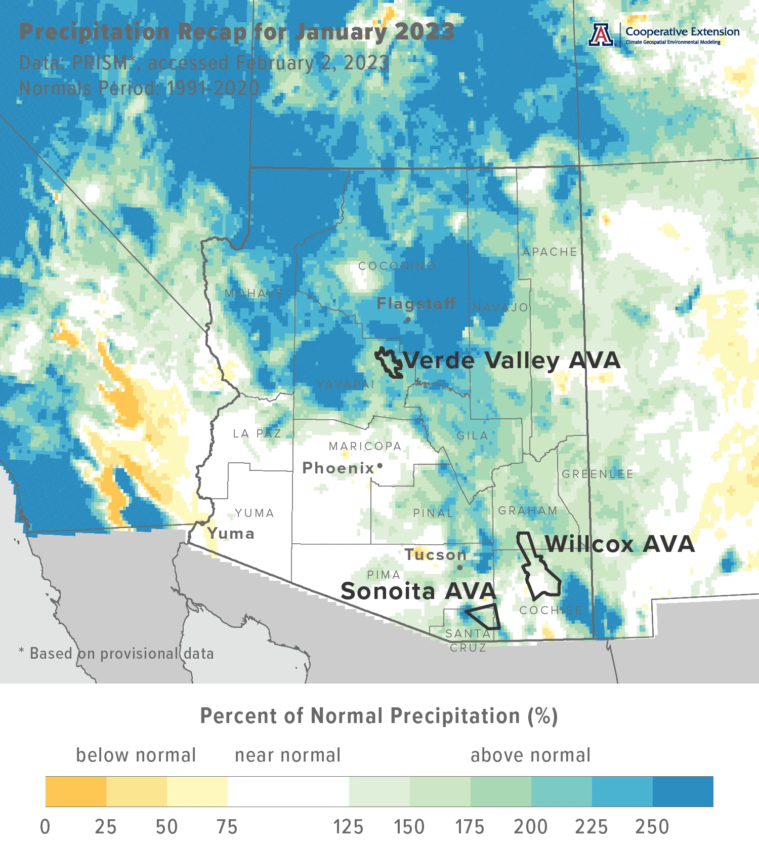 January 2023 precipitation map