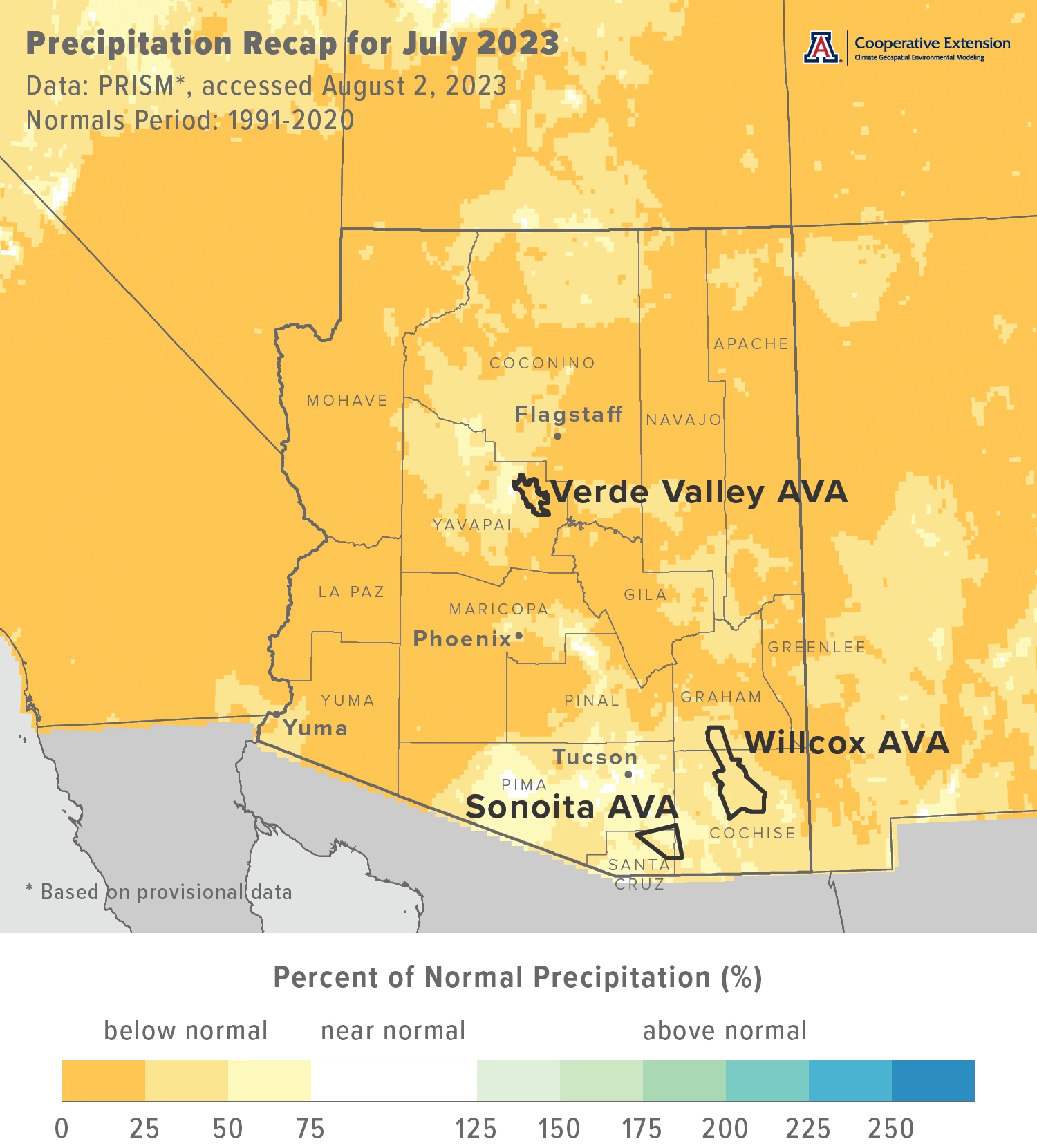 precipitation map for Arizona
