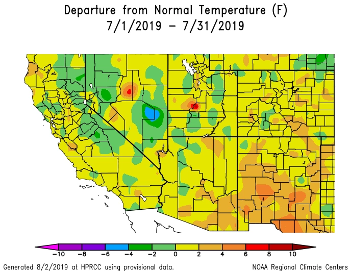 2019 July temperature map