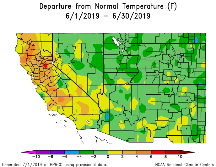 2019 June temperature map