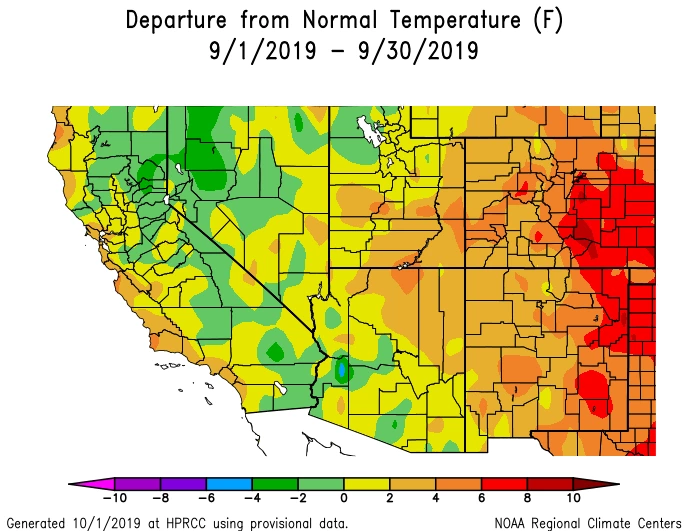 2019 September temperature map