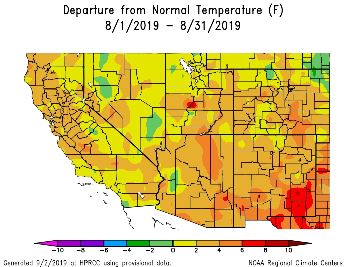 2019 September temperature map