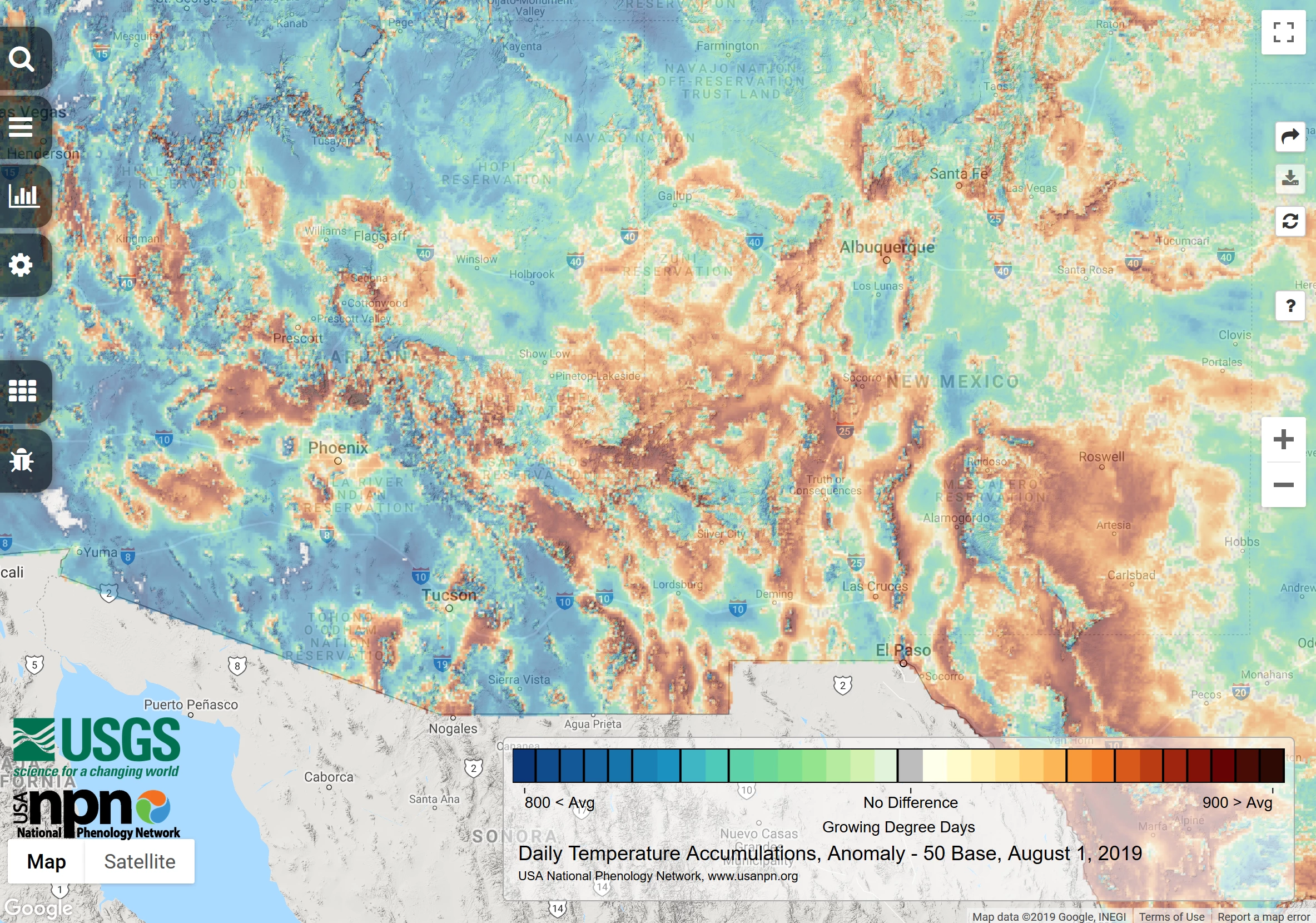 2019 July cumulative GDDs map