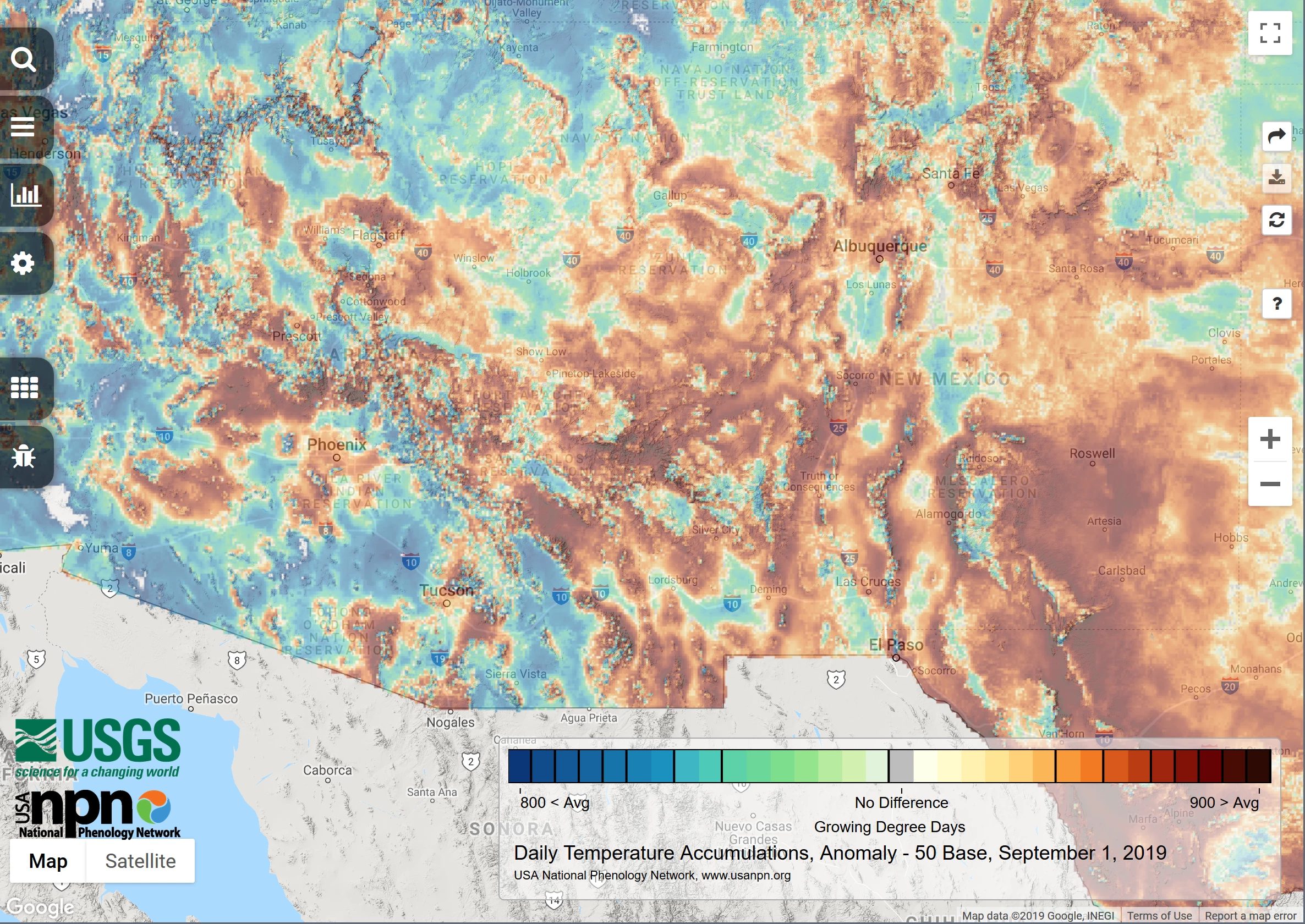 2019 September cumulative GDDs map