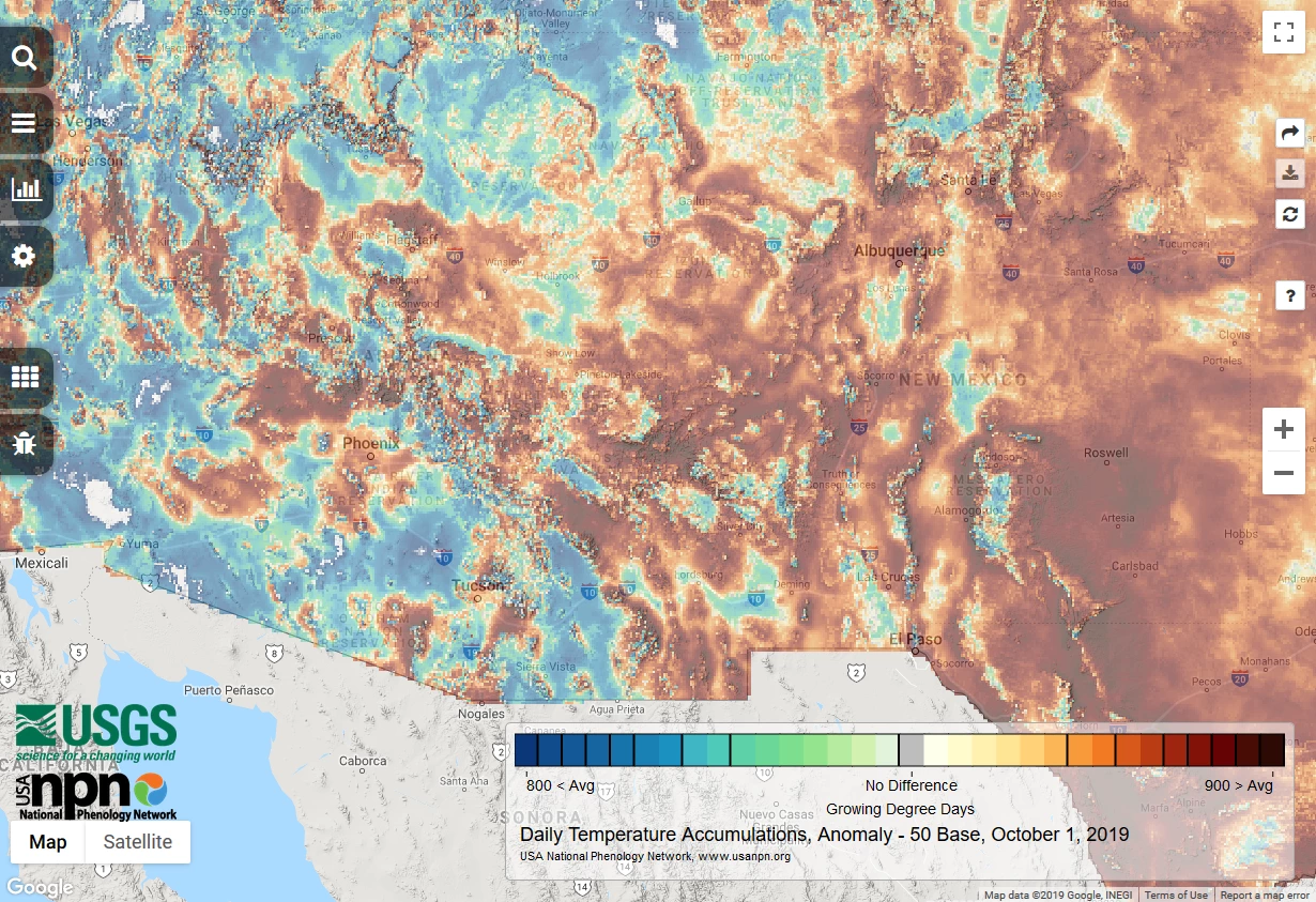 2019 October cumulative GDDs map