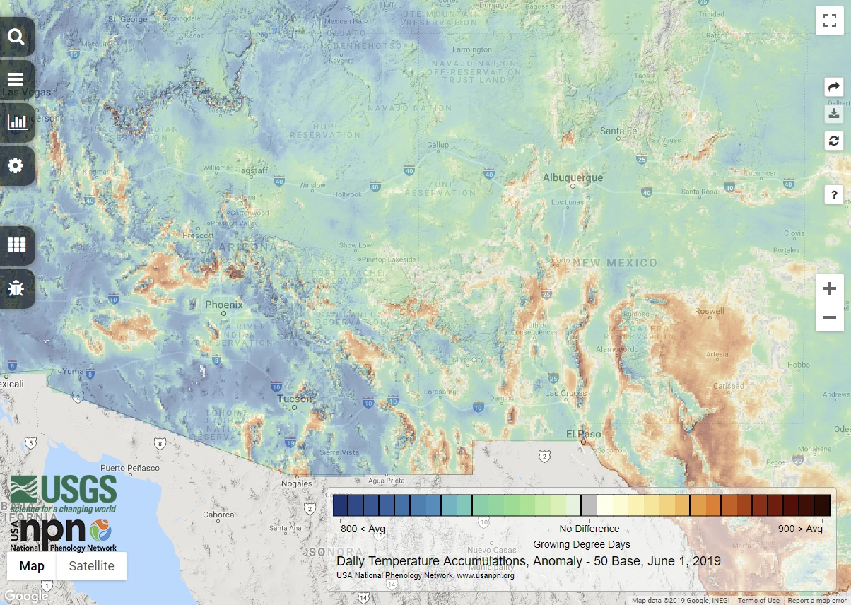 2019 June cumulative GDDs map