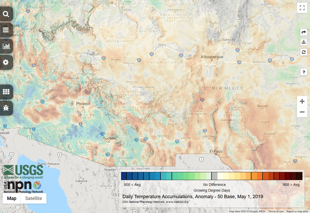 2019 May cumulative GDDs map