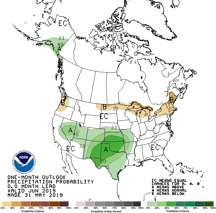 2019 June precipitation outlook map