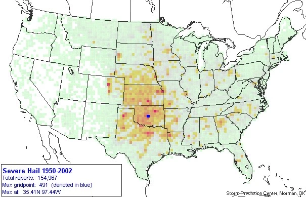 hail climatology map