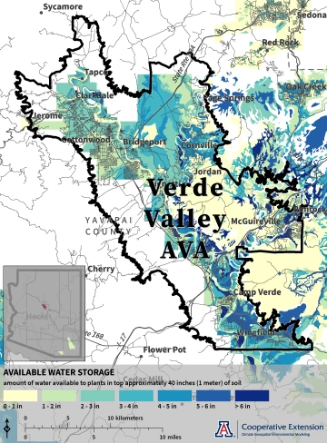 map of available water storage for Verde Valley AVA