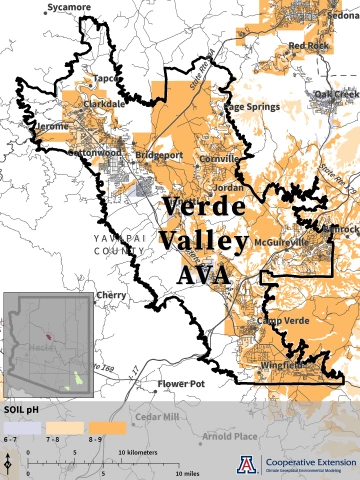 map of soil pH for Verde Valley AVA