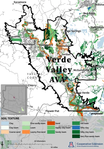 map of soil texture for proposed Verde Valley AVA