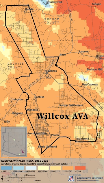 Winkler Index map for Willcox AVA