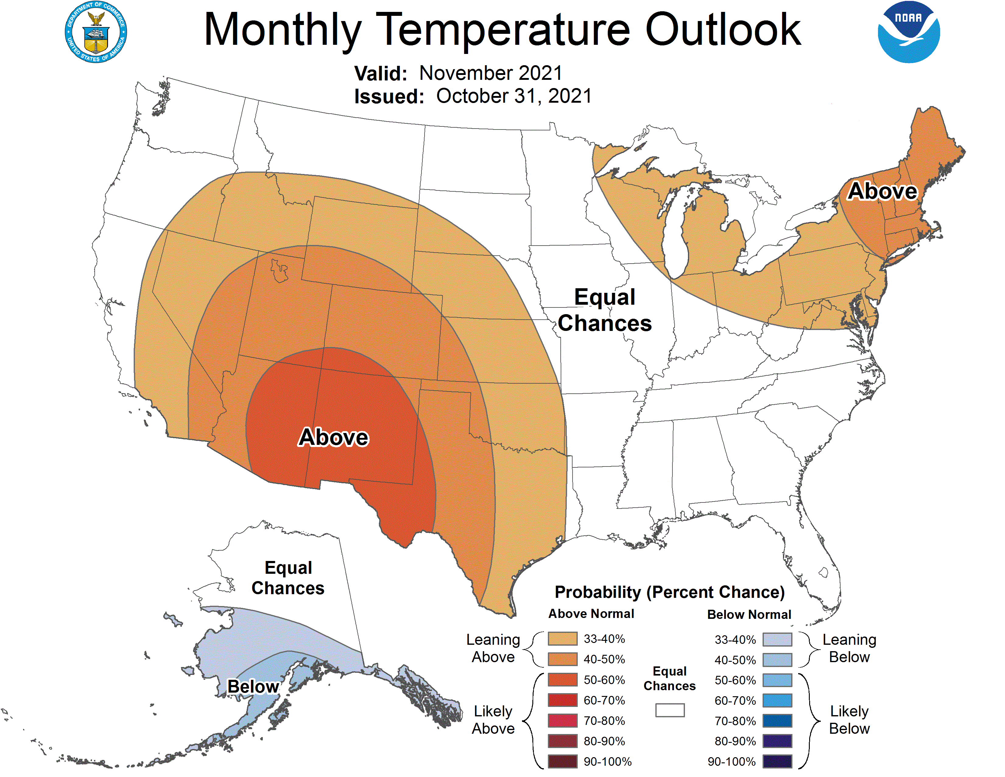 2021 November temperature outlook map