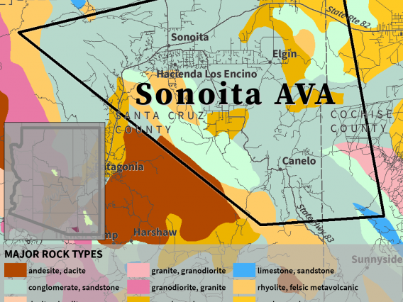 map of major rock types for Sonoita AVA
