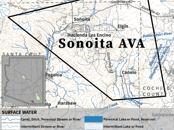 Surface water map for Sonoita AVA
