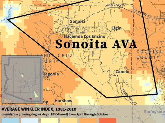 Winkler Index map for Sonoita AVA