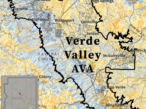 Aspect map for Verde Valley AVA