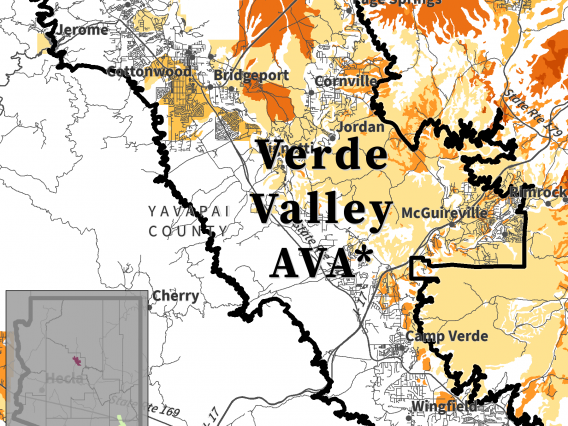 map of depth to bedrock for proposed Verde Valley AVA