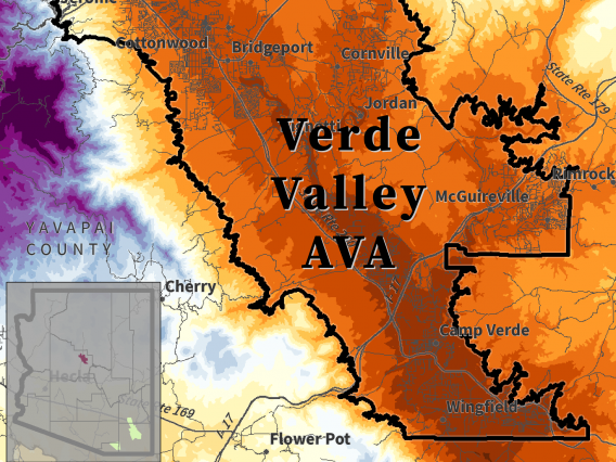 Elevation map for Verde Valley AVA