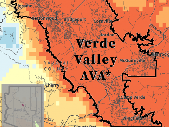 Huglin Index map for proposed Verde Valley AVA