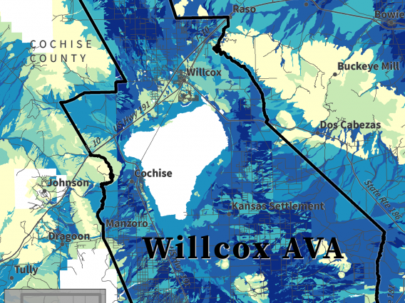 map of available water storage for Willcox AVA