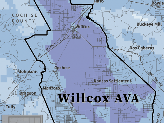 First Fall Freeze map for Willcox AVA