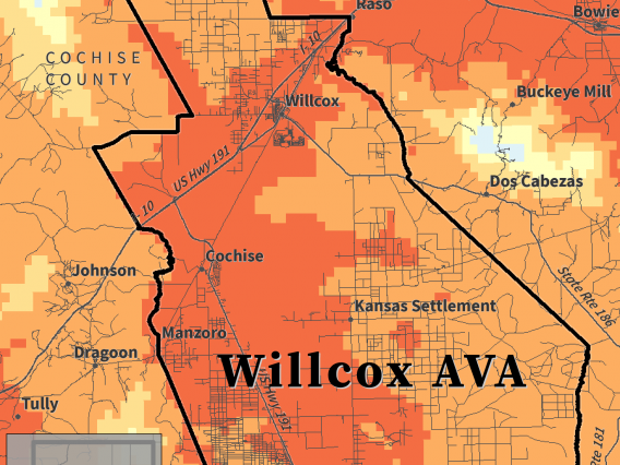 Huglin Index map for Willcox AVA