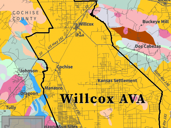 map of major rock types for Willcox AVA
