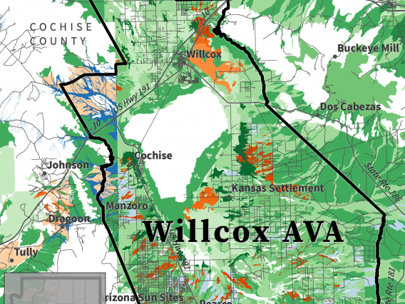 soil texture map of the Willcox AVA