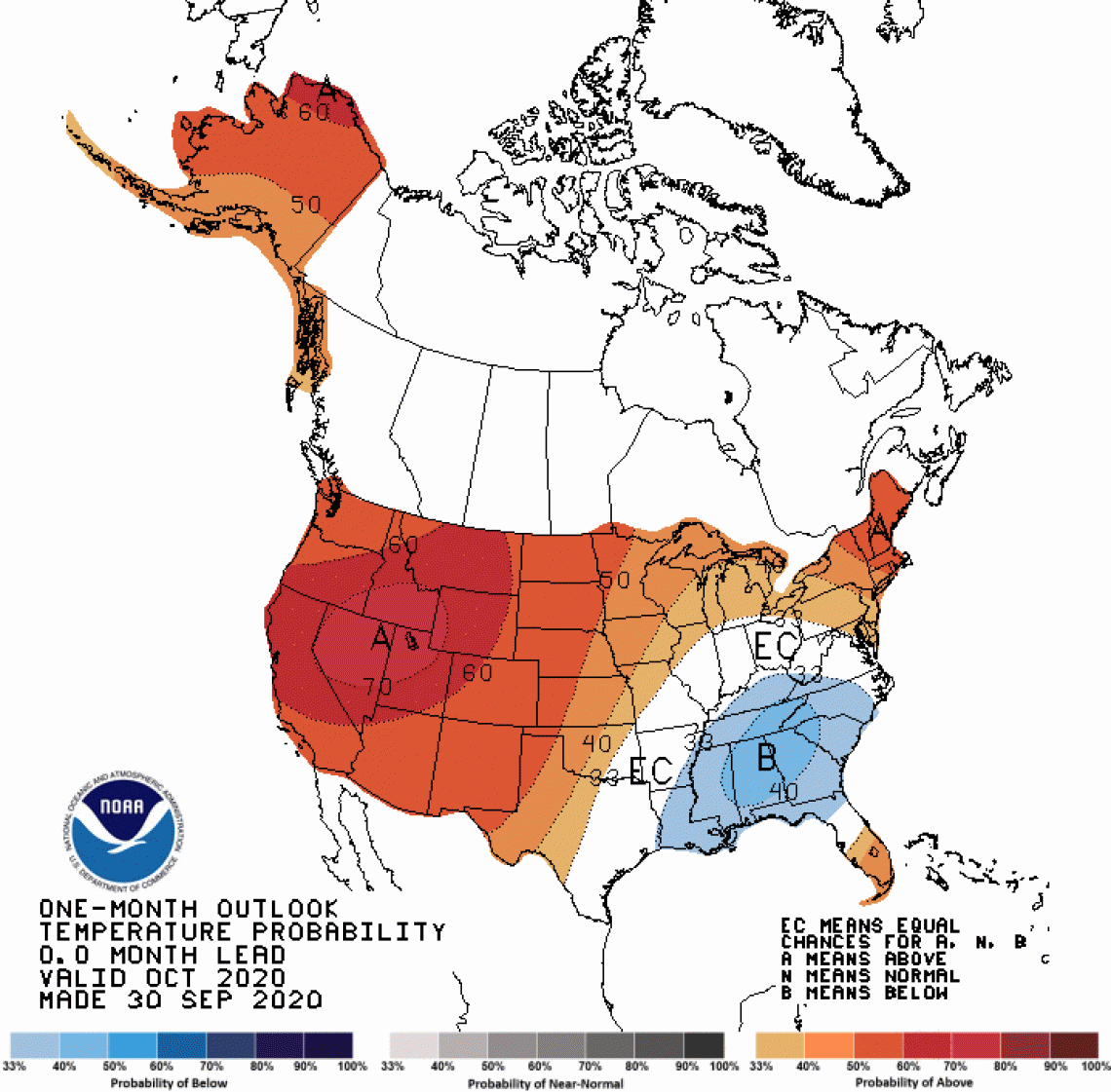 2020 October temperature outlook map