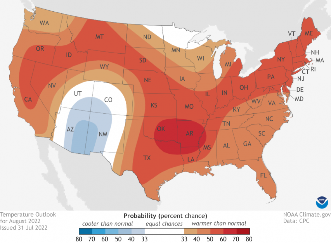 2022 August temperature outlook map