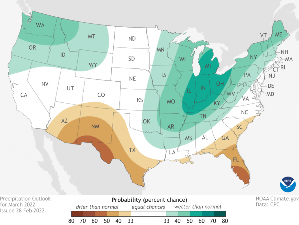 2022 March precipitation outlook map