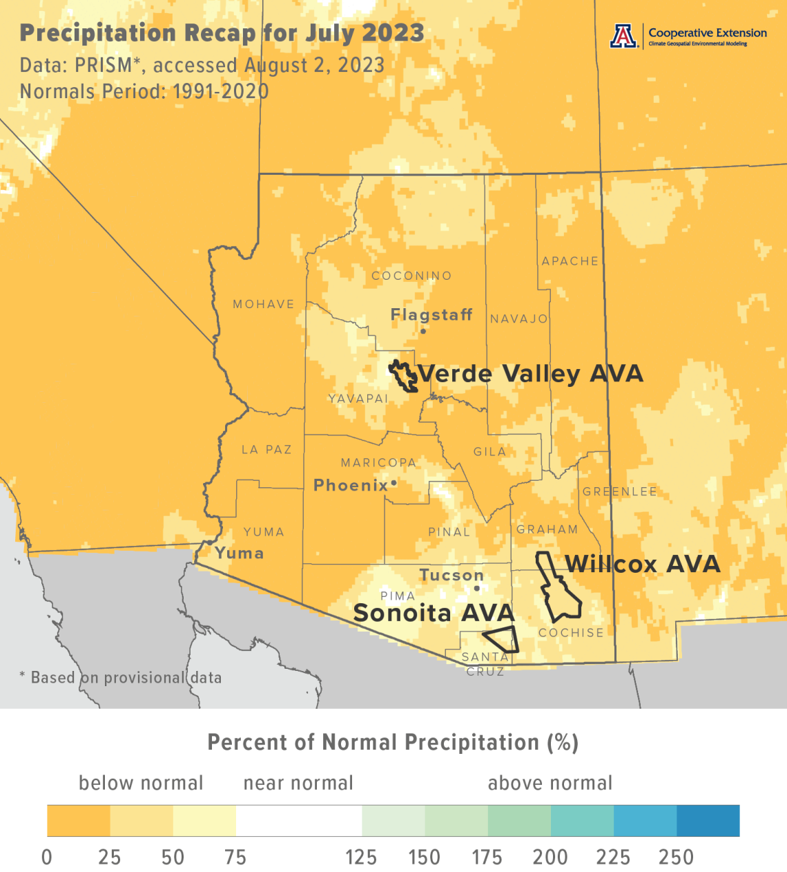 precipitation map for Arizona