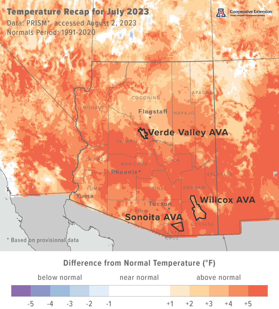temperature map for Arizona