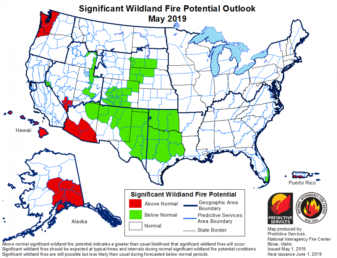 2019 May wildfire outlook map