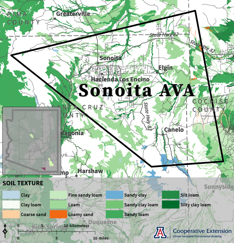 map of soil texture for Sonoita AVA